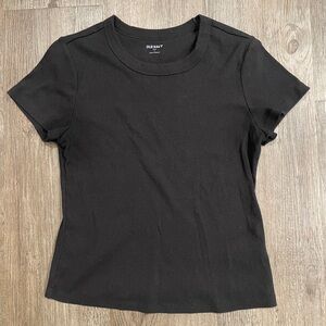 Old Navy Snug Fit Ribbed Black Short Sleeve Tee
